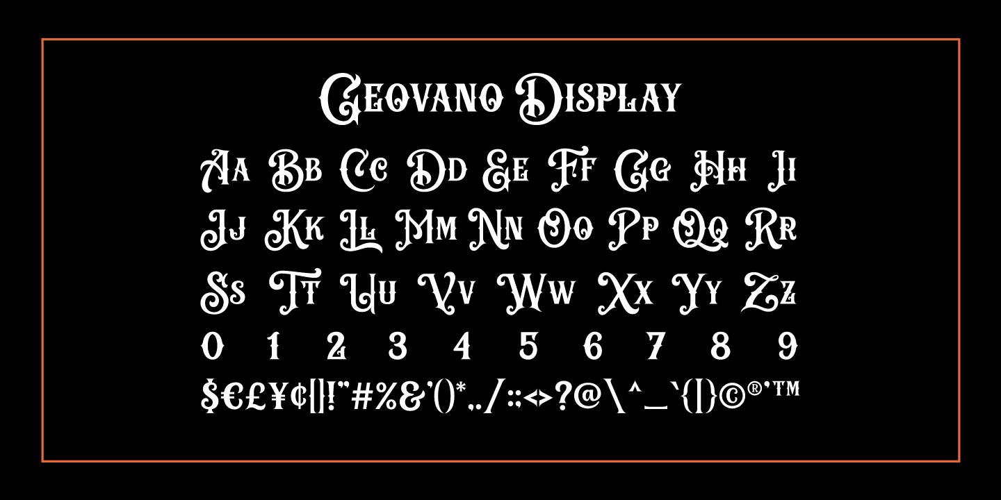 Пример шрифта Geovano Serif Regular